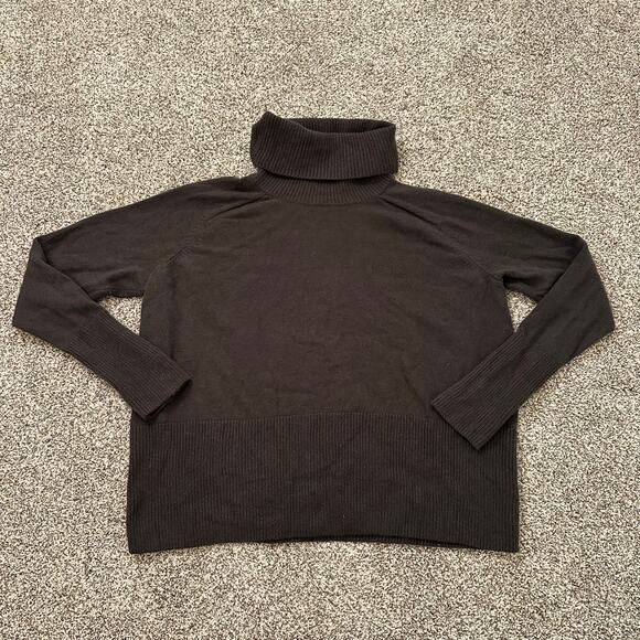 Athleta dark brown wool/cashmere knit turtleneck sweater size M - Picture 5 of 15